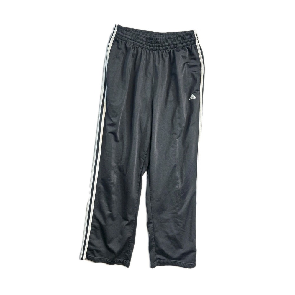 Adidas Men's Athletic Pants Large Black White Lines Drawstring